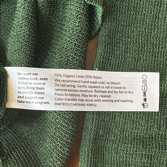 Eileen Fisher Deep Green Long Sleeve Top, Sz L - Picture 4 of 6